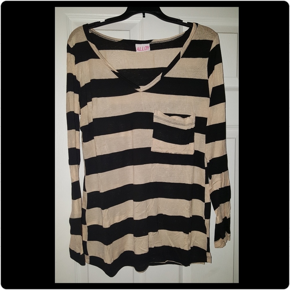ALLOY black and off white striped top